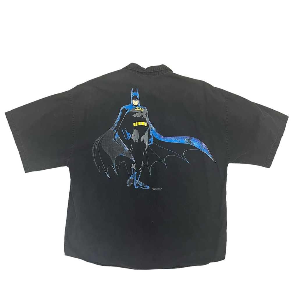 Vintage 1992 DC Comics Warner Bros Mens L Batman Button Down Shirt Made in USA